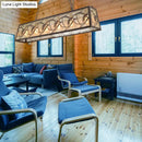 GobekUsa Rustic Metal Island Light Fixture: Country Pendant Lighting for Living Room - 3/6 Lights, Rectangular Design