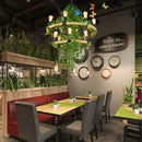 GobekUsa Green Leaf Chandelier: Multi Heads Simulation for Bar, Milk Tea Shop, Corridor Lighting