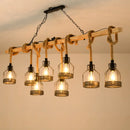 GobekUsa Rustic Hemp Rope Chandelier - Retro Industrial Pendant with Wire Cage for Restaurants