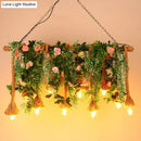 GobekUsa Rustic Brown Hemp Rope Island Light with 10 Exposed Bulbs, Plant Decoration
