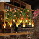GobekUsa Rustic Brown Hemp Rope Island Light with 10 Exposed Bulbs, Plant Decoration