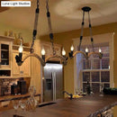 GobekUsa Black Candle Design Pendant Lighting Fixture - Rope Twisting Island Light, 3 Bulbs - Restaurant-Worthy