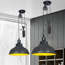 GobekUsa Rustic Industrial Dome Pendant Lamp with Pulley - 1 Light Metal Fixture in Brown/Grey for Living Room Lighting