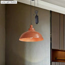 GobekUsa Rustic Industrial Dome Pendant Lamp with Pulley - 1 Light Metal Fixture in Brown/Grey for Living Room Lighting