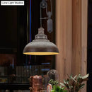 GobekUsa Rustic Industrial Dome Pendant Lamp with Pulley - 1 Light Metal Fixture in Brown/Grey for Living Room Lighting