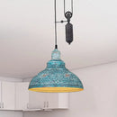 GobekUsa Rustic Industrial Dome Pendant Lamp with Pulley - 1 Light Metal Fixture in Brown/Grey for Living Room Lighting