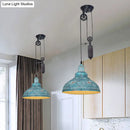 GobekUsa Rustic Industrial Dome Pendant Lamp with Pulley - 1 Light Metal Fixture in Brown/Grey for Living Room Lighting