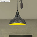 GobekUsa Rustic Industrial Dome Pendant Lamp with Pulley - 1 Light Metal Fixture in Brown/Grey for Living Room Lighting