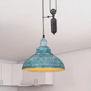 GobekUsa Rustic Industrial Dome Pendant Lamp with Pulley - 1 Light Metal Fixture in Brown/Grey for Living Room Lighting