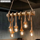 GobekUsa Hemp Rope Pendant Lamp - Industrial Style Beige - Linear over Island Lighting