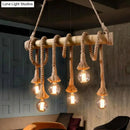 GobekUsa Hemp Rope Pendant Lamp - Industrial Style Beige - Linear over Island Lighting