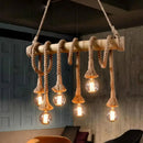GobekUsa Hemp Rope Pendant Lamp - Industrial Style Beige - Linear over Island Lighting