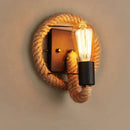 Rustic industrial hemp rope wall lamp bedroom edison sconce by Decorbites