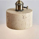 GobekUsa Copper Wood LED Wall Sconce Yellow Travertine Stone Bedside Light