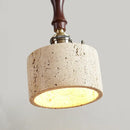 GobekUsa Copper Wood LED Wall Sconce Yellow Travertine Stone Bedside Light