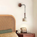 GobekUsa Copper Wood LED Wall Sconce Yellow Travertine Stone Bedside Light