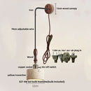 GobekUsa Copper Wood LED Wall Sconce Yellow Travertine Stone Bedside Light