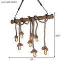 GobekUsa Industrial Island Pendant Light - Exposed Bulb Rope Design - Dining Room Hanging Lamp in Beige (4/8 Light)