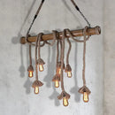 GobekUsa Industrial Island Pendant Light - Exposed Bulb Rope Design - Dining Room Hanging Lamp in Beige (4/8 Light)