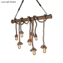 GobekUsa Industrial Island Pendant Light - Exposed Bulb Rope Design - Dining Room Hanging Lamp in Beige (4/8 Light)