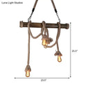 GobekUsa Industrial Island Pendant Light - Exposed Bulb Rope Design - Dining Room Hanging Lamp in Beige (4/8 Light)
