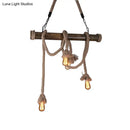 GobekUsa Industrial Island Pendant Light - Exposed Bulb Rope Design - Dining Room Hanging Lamp in Beige (4/8 Light)