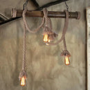 GobekUsa Industrial Island Pendant Light - Exposed Bulb Rope Design - Dining Room Hanging Lamp in Beige (4/8 Light)