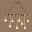 GobekUsa Farmhouse Exposed Bulb Pendant Light with Wood Hemp Rope - Ideal for Restaurants