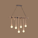 GobekUsa Farmhouse Exposed Bulb Pendant Light with Wood Hemp Rope - Ideal for Restaurants
