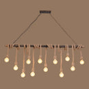 GobekUsa Farmhouse Exposed Bulb Pendant Light with Wood Hemp Rope - Ideal for Restaurants