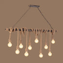 GobekUsa Farmhouse Exposed Bulb Pendant Light with Wood Hemp Rope - Ideal for Restaurants