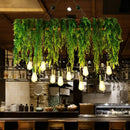 GobekUsa Rustic Iron Hanging Pendant Light Fixture for Restaurants - Rectangular Design with Island Charm and Decorative Fake Plant