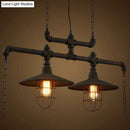 GobekUsa Rustic Iron Saucer Pendant Lamp with Cage Guard - Island Lighting for Dining Room - Black