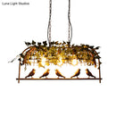 GobekUsa Rustic Island Ceiling Light with Cast Iron Birdcage Fixture, Bird & Leaf Deco