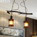 GobekUsa Rustic Kerosene Island Lamp: 2 Lights, Clear Glass, Antique Brass Finish - Perfect for Coffee Shop Lighting