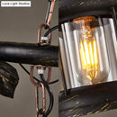 GobekUsa Rustic Kerosene Island Lamp: 2 Lights, Clear Glass, Antique Brass Finish - Perfect for Coffee Shop Lighting