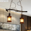 GobekUsa Rustic Kerosene Island Lamp: 2 Lights, Clear Glass, Antique Brass Finish - Perfect for Coffee Shop Lighting