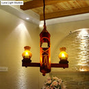 GobekUsa Retro Black Yellow Glass Pendant Lighting for Bar Bistro - 3-Light Kerosene Island Light
