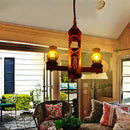 GobekUsa Retro Black Yellow Glass Pendant Lighting for Bar Bistro - 3-Light Kerosene Island Light