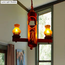 GobekUsa Retro Black Yellow Glass Pendant Lighting for Bar Bistro - 3-Light Kerosene Island Light