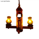 GobekUsa Retro Black Yellow Glass Pendant Lighting for Bar Bistro - 3-Light Kerosene Island Light