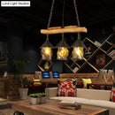 GobekUsa Rustic 3-Head Pendant Lamp with Leaf Design and Wooden Beam - Lantern Island Lighting