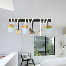 GobekUsa Rustic LED Island Pendant Light with Flower and Bird Metallic Design