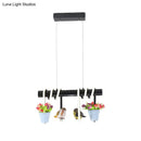 GobekUsa Rustic LED Island Pendant Light with Flower and Bird Metallic Design