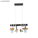GobekUsa Rustic LED Island Pendant Light with Flower and Bird Metallic Design