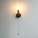 GobekUsa LED Walnut Wood Wall Light Fixture Clear Glass Sconce Bedside Lamp