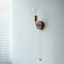 GobekUsa LED Walnut Wood Wall Light Fixture Clear Glass Sconce Bedside Lamp