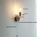 GobekUsa LED Walnut Wood Wall Light Fixture Clear Glass Sconce Bedside Lamp