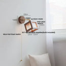 GobekUsa LED Walnut Wood Wall Light Fixture Clear Glass Sconce Bedside Lamp