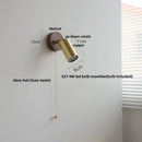 GobekUsa LED Walnut Wood Wall Light Fixture Clear Glass Sconce Bedside Lamp